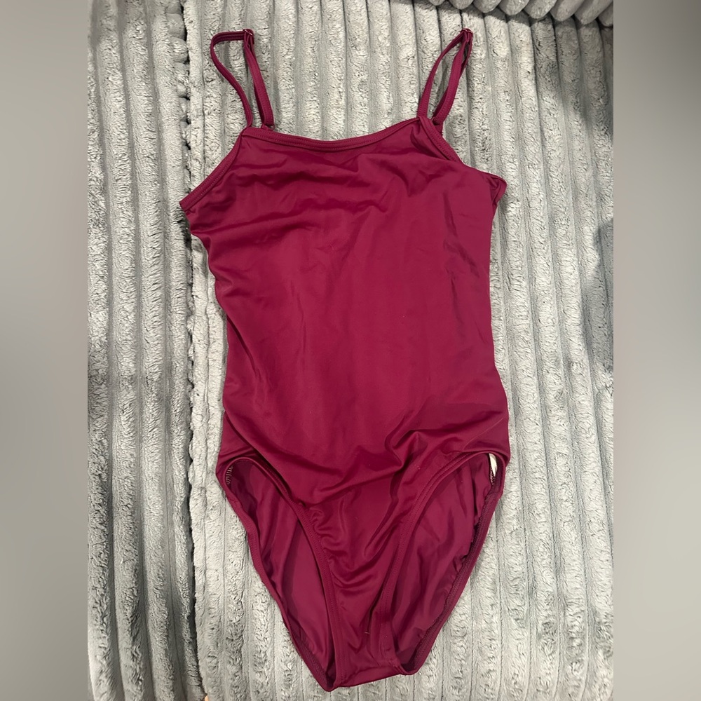 Weissman Burgundy Spaghetti Strap Leotard. Size Large Child.